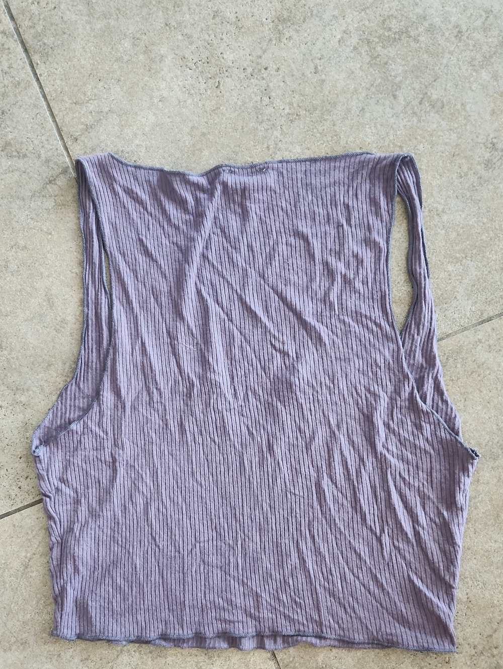 Free People Lavender Ribbed V-Notch Crop Tank - Picture 3 of 7